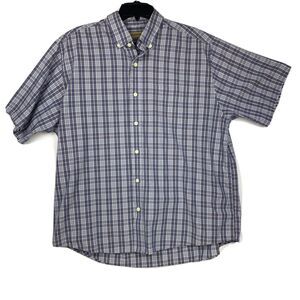 Backpacker Shirt Mens XL Blue Check Short Sleeves Button Down Plaid Easy Care